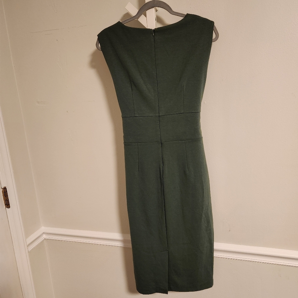 Boden Josephine Ponte Tie-Waist Sheath Dress US 6 Forest Green Knee Length - Picture 4 of 9